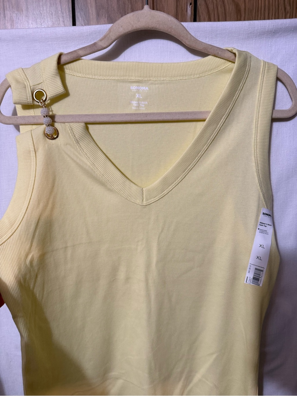 Sonoma V-Neck Ribbed Tank Top - Pale Yellow